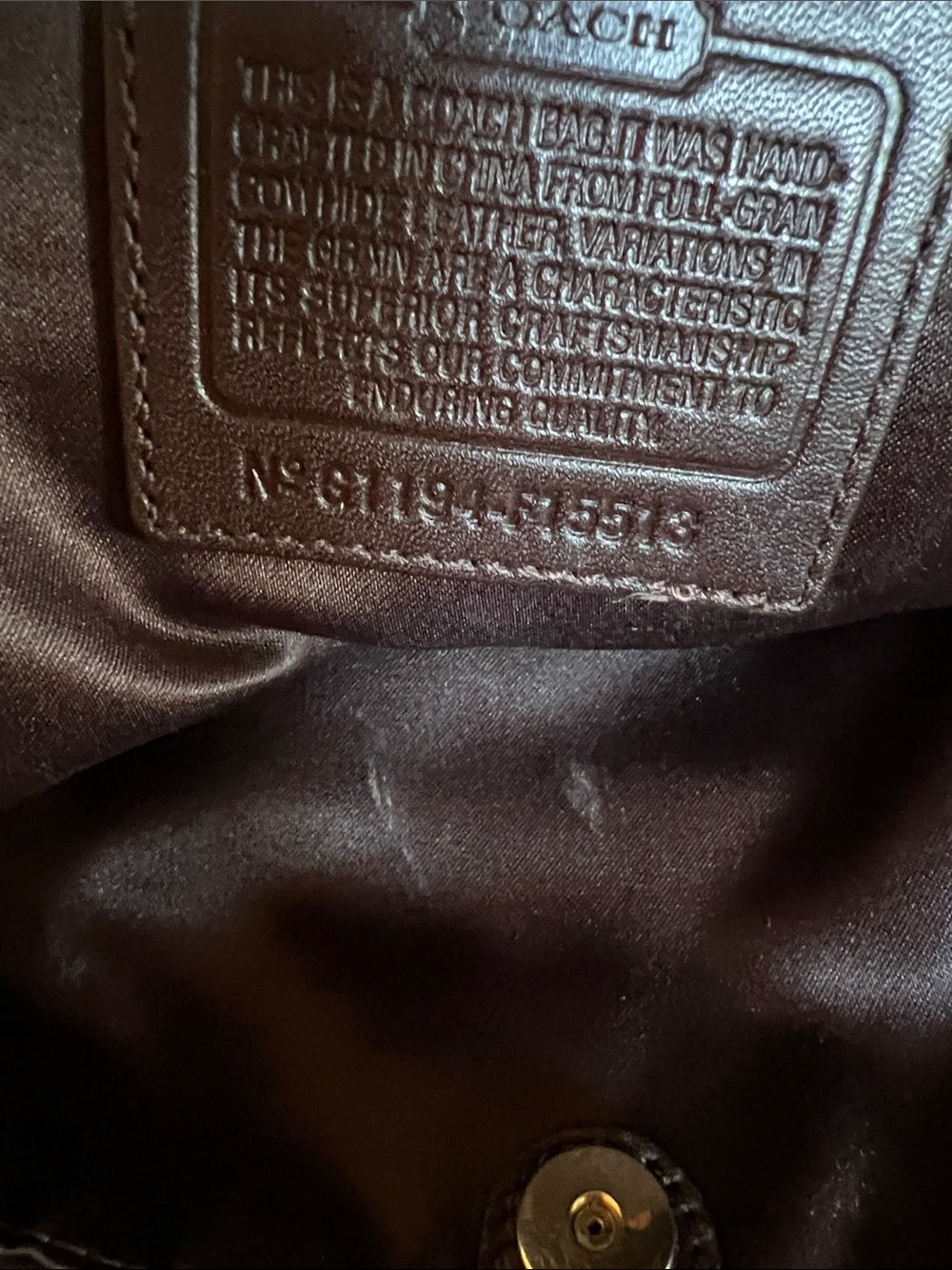 Coach Brown Leather Shoulder Bag with Gold Hardware - Picture 9 of 10